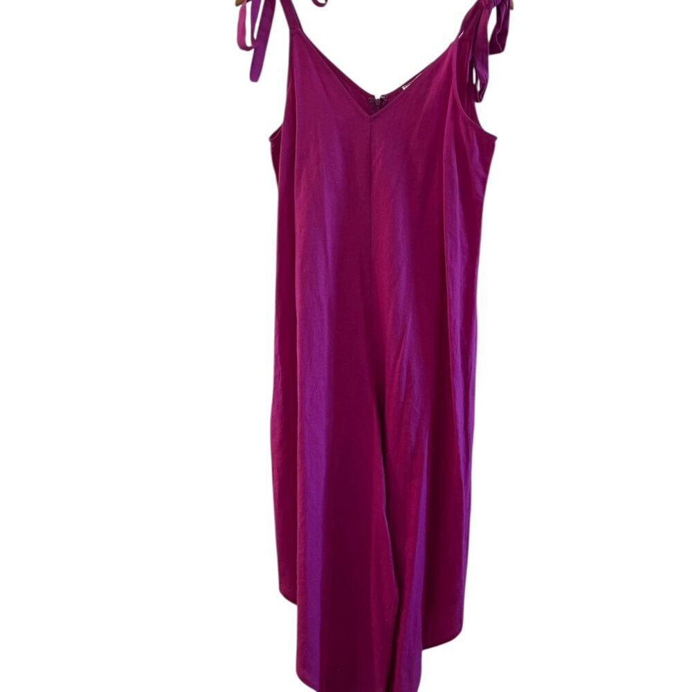 Everlily Woman Pink Lagenlook Linen /Rayon Asymmetric Wide-Leg Romper Sz Med